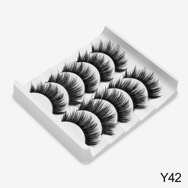 3D Mink Hair False Eyelashes Natural/Thick 5Pairs - shopngos