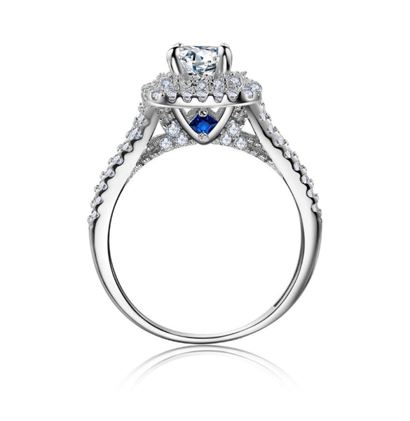 Wedding Ring Sets Victorian Style Blue Side Stones Classic Jewelry - shopngos