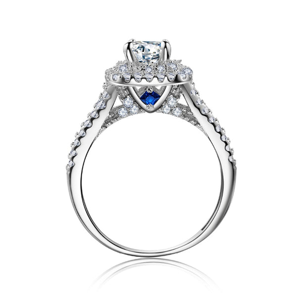 Wedding Ring Sets Victorian Style Blue Side Stones Classic Jewelry - shopngos