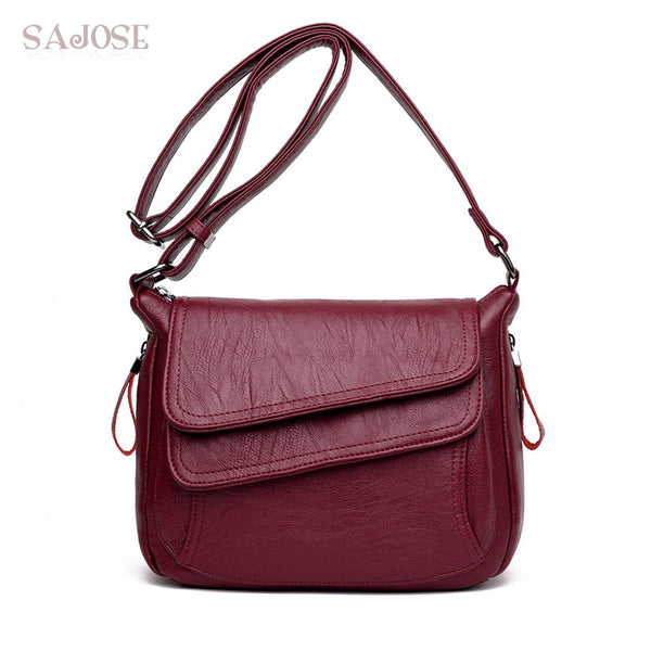 Women Leather Handbag Red Shoulder Bag Luxury Designer - shopngos