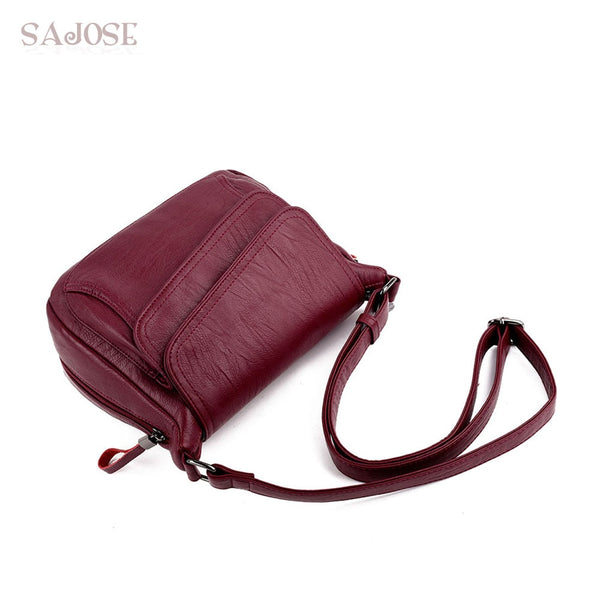 Women Leather Handbag Red Shoulder Bag Luxury Designer - shopngos