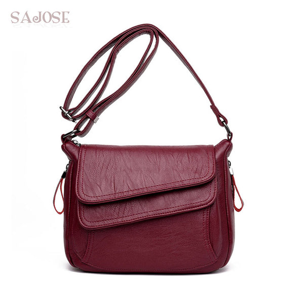 Women Leather Handbag Red Shoulder Bag Luxury Designer - shopngos