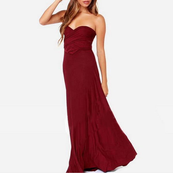 Sexy Women Multiway Wrap Convertible Boho Maxi Club Red Dress Bandage - shopngos