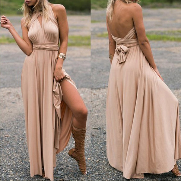 Sexy Women Multiway Wrap Convertible Boho Maxi Club Red Dress Bandage - shopngos