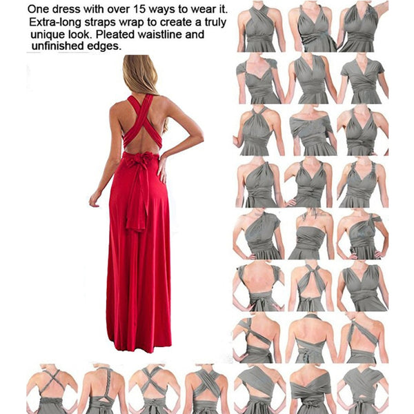 Sexy Women Multiway Wrap Convertible Boho Maxi Club Red Dress Bandage - shopngos