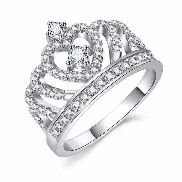 Crystal Heart Rings Women's Crown - shopngos