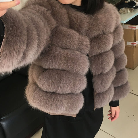 Fox fur cropped jacket - shopngos