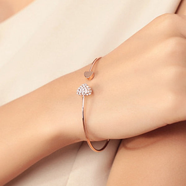 Crystal Double Heart Bow Bracelets - shopngos