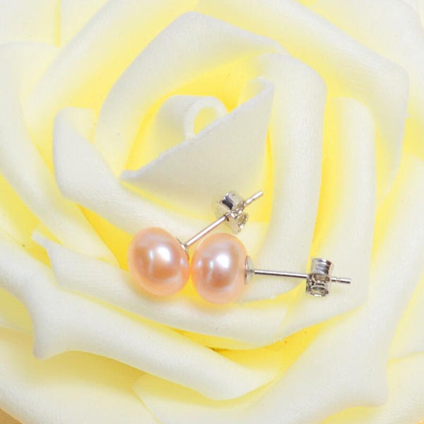 Real Freshwater Pearl Stud Earrings - shopngos