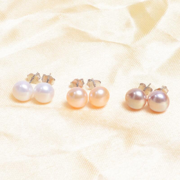 Real Freshwater Pearl Stud Earrings - shopngos