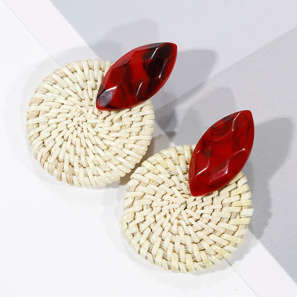 Korea Style Handmade Wooden Braid Drop Earrings - shopngos