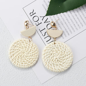 Korea Style Handmade Wooden Braid Drop Earrings - shopngos