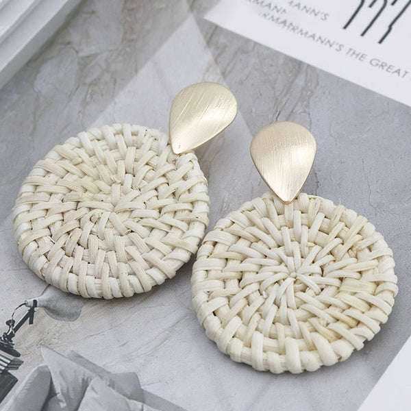 Korea Style Handmade Wooden Braid Drop Earrings - shopngos