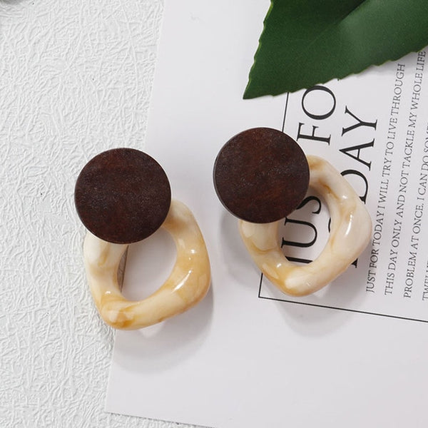 Korea Style Handmade Wooden Braid Drop Earrings - shopngos