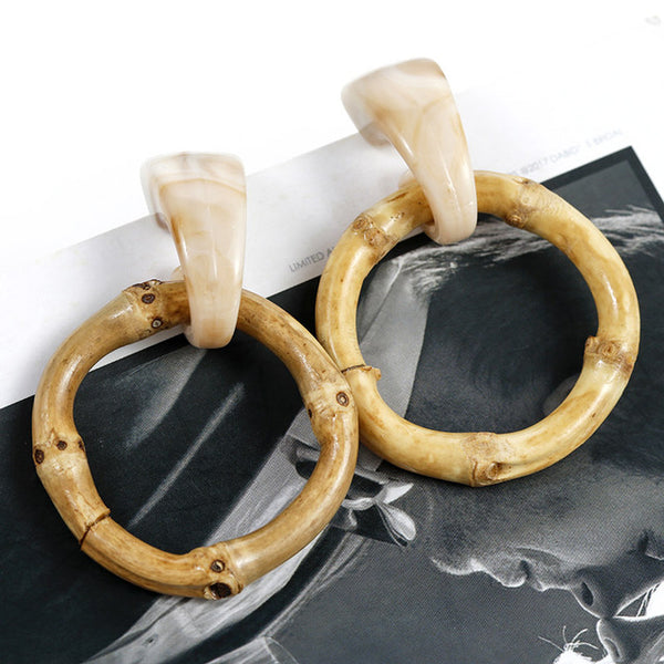 Korea Style Handmade Wooden Braid Drop Earrings - shopngos