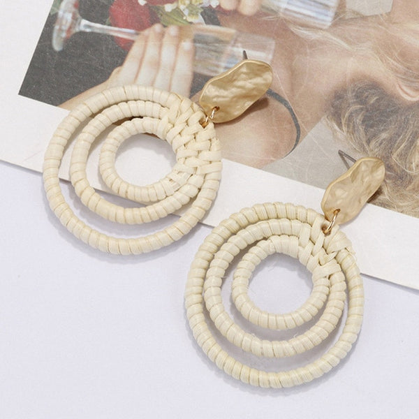 Korea Style Handmade Wooden Braid Drop Earrings - shopngos