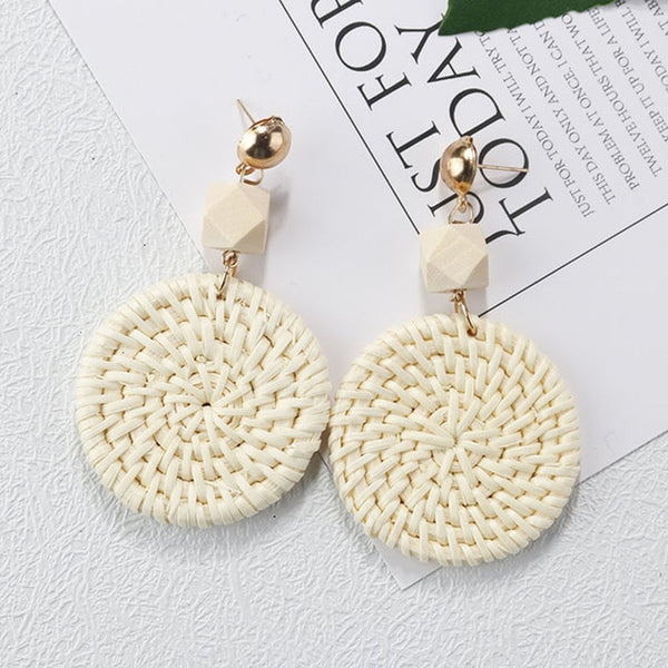 Korea Style Handmade Wooden Braid Drop Earrings - shopngos