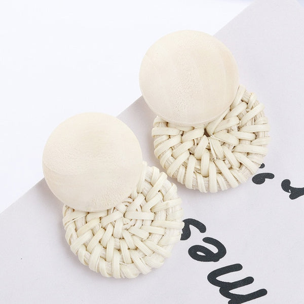 Korea Style Handmade Wooden Braid Drop Earrings - shopngos