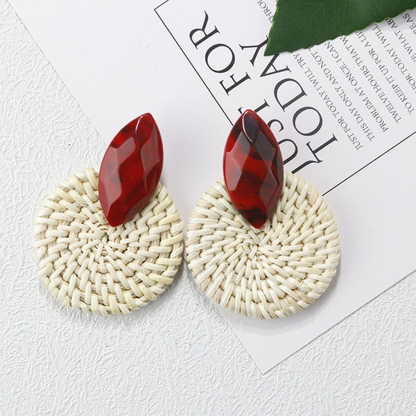 Korea Style Handmade Wooden Braid Drop Earrings - shopngos