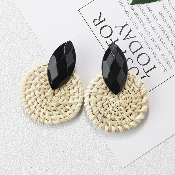 Korea Style Handmade Wooden Braid Drop Earrings - shopngos