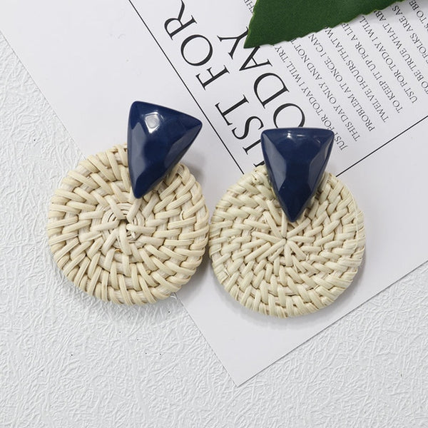 Korea Style Handmade Wooden Braid Drop Earrings - shopngos