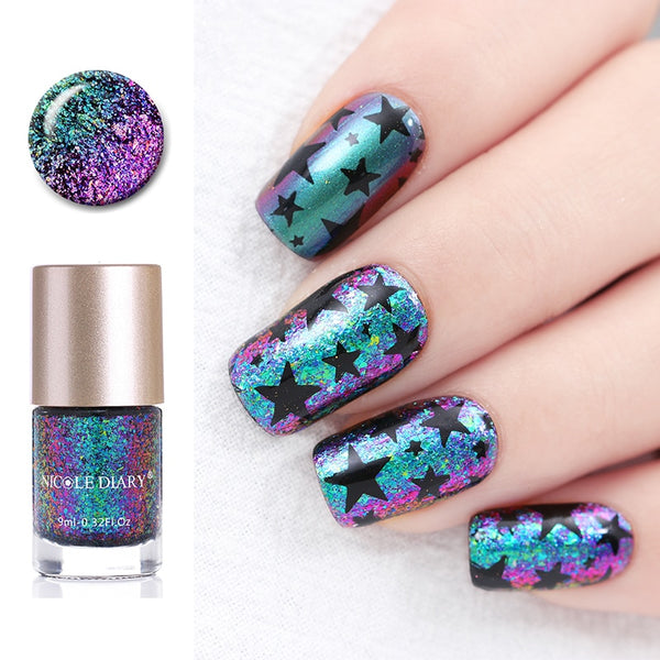 Holographic Metallic Chameleon Nail Polish Shell Stamping - shopngos