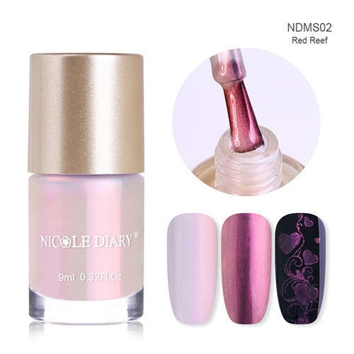 Holographic Metallic Chameleon Nail Polish Shell Stamping - shopngos