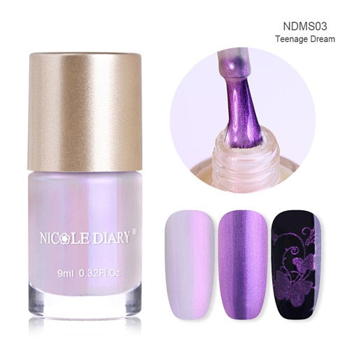 Holographic Metallic Chameleon Nail Polish Shell Stamping - shopngos