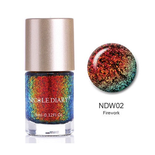 Holographic Metallic Chameleon Nail Polish Shell Stamping - shopngos