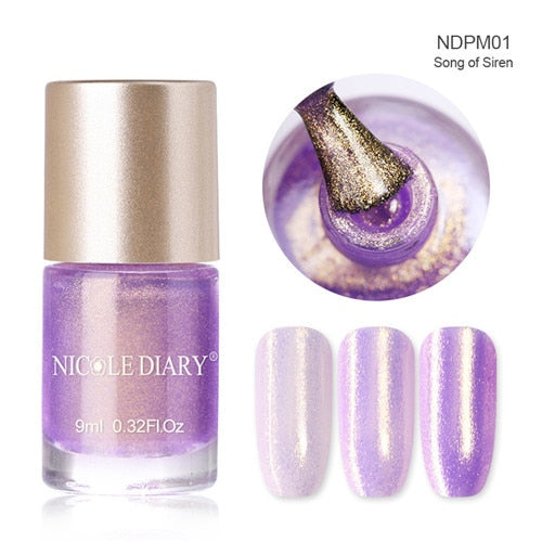 Holographic Metallic Chameleon Nail Polish Shell Stamping - shopngos