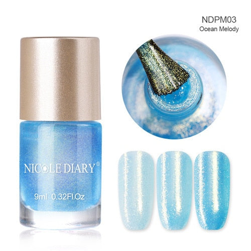 Holographic Metallic Chameleon Nail Polish Shell Stamping - shopngos