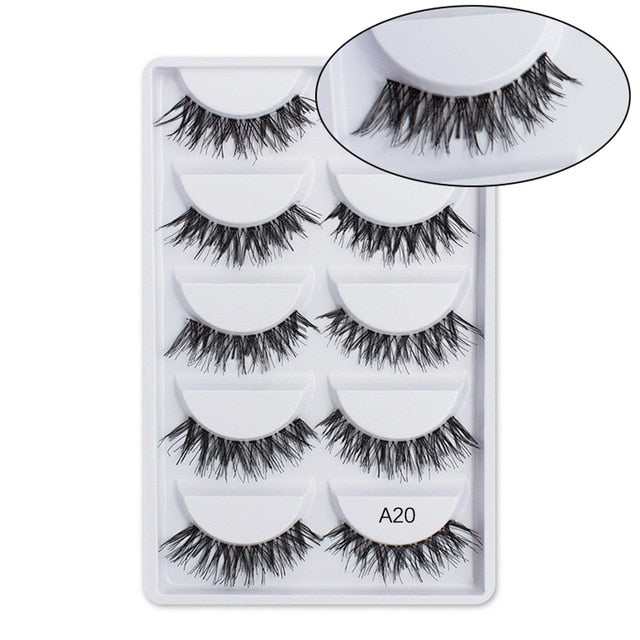 3D Mink Hair False Eyelashes Natural/Thick 5Pairs - shopngos