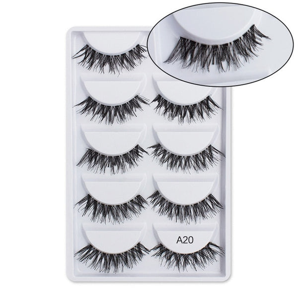 3D Mink Hair False Eyelashes Natural/Thick 5Pairs - shopngos