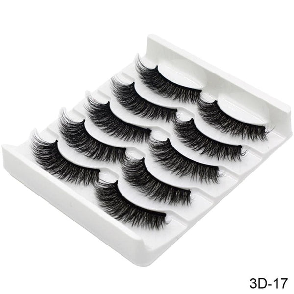 3D Mink Hair False Eyelashes Natural/Thick 5Pairs - shopngos