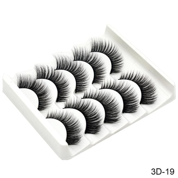 3D Mink Hair False Eyelashes Natural/Thick 5Pairs - shopngos