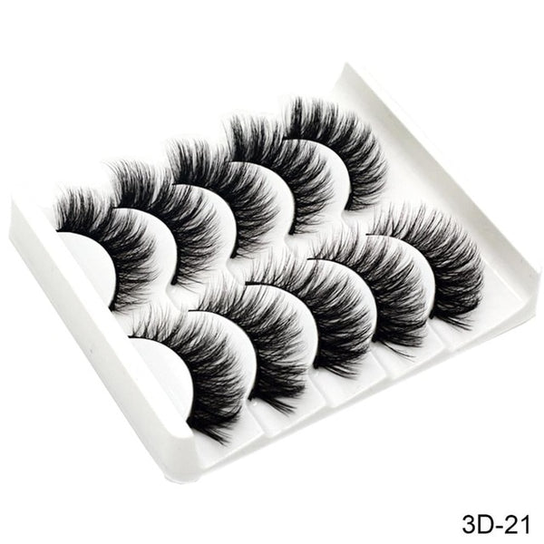 3D Mink Hair False Eyelashes Natural/Thick 5Pairs - shopngos