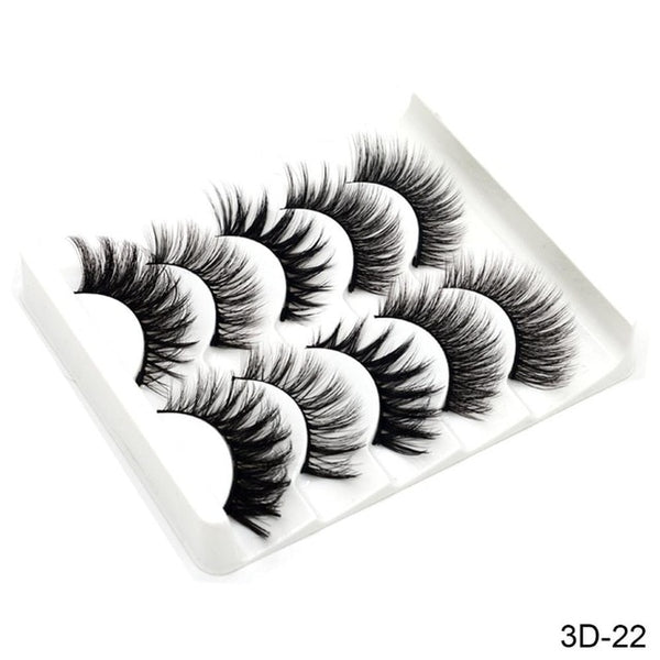 3D Mink Hair False Eyelashes Natural/Thick 5Pairs - shopngos