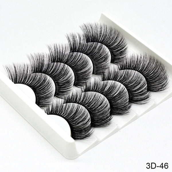 3D Mink Hair False Eyelashes Natural/Thick 5Pairs - shopngos