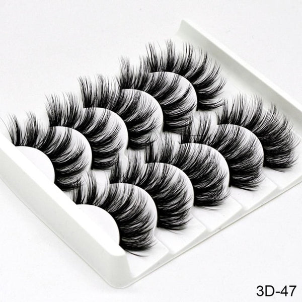 3D Mink Hair False Eyelashes Natural/Thick 5Pairs - shopngos