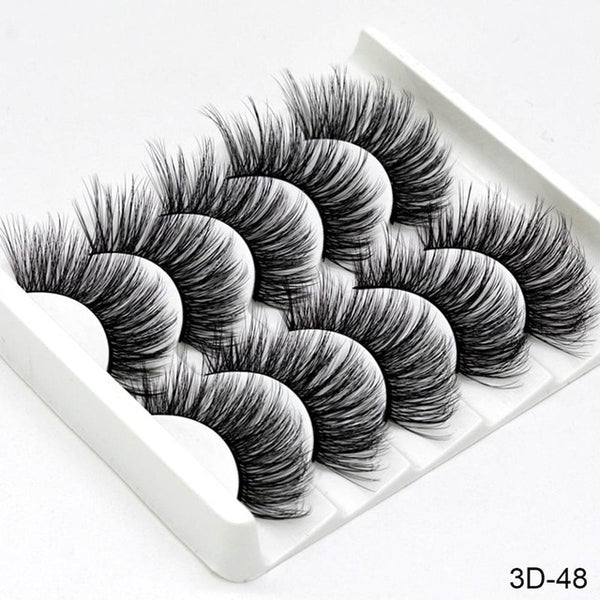 3D Mink Hair False Eyelashes Natural/Thick 5Pairs - shopngos