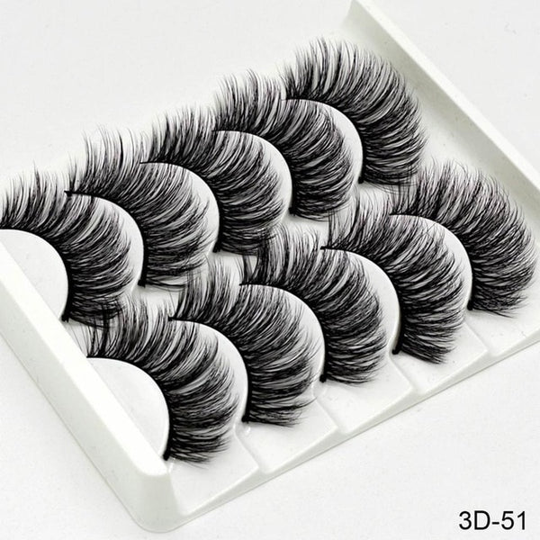 3D Mink Hair False Eyelashes Natural/Thick 5Pairs - shopngos