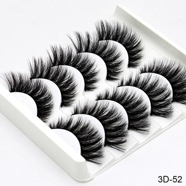 3D Mink Hair False Eyelashes Natural/Thick 5Pairs - shopngos