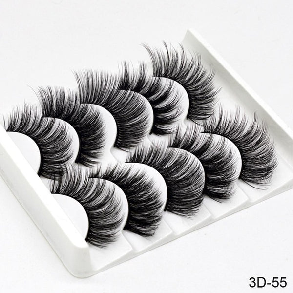 3D Mink Hair False Eyelashes Natural/Thick 5Pairs - shopngos