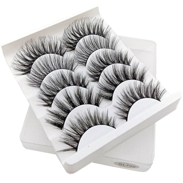 3D Mink Hair False Eyelashes Natural/Thick 5Pairs - shopngos