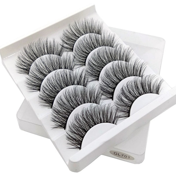 3D Mink Hair False Eyelashes Natural/Thick 5Pairs - shopngos