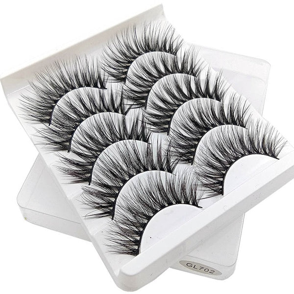 3D Mink Hair False Eyelashes Natural/Thick 5Pairs - shopngos