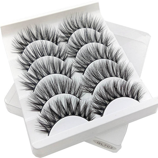 3D Mink Hair False Eyelashes Natural/Thick 5Pairs - shopngos