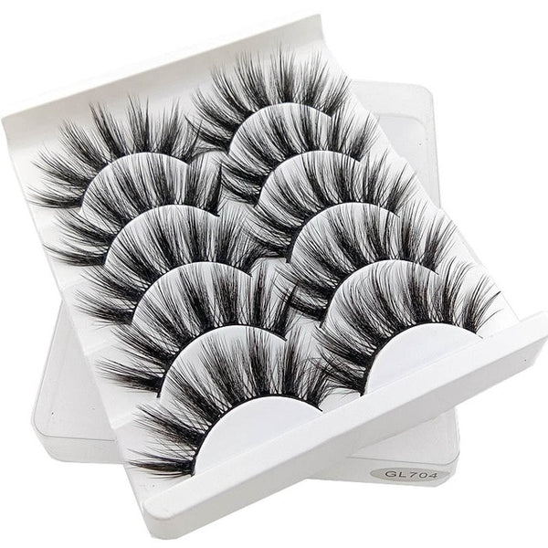 3D Mink Hair False Eyelashes Natural/Thick 5Pairs - shopngos