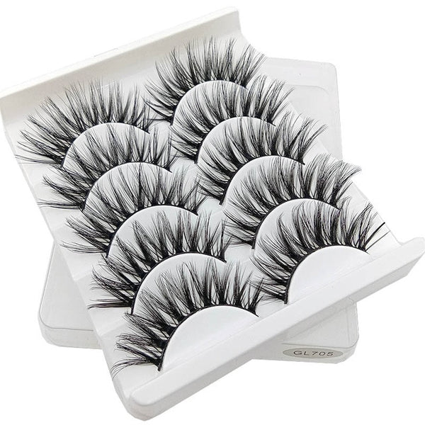 3D Mink Hair False Eyelashes Natural/Thick 5Pairs - shopngos