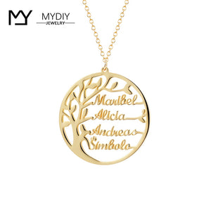 Family Tree Necklace Customized Name Gold Color 925 Sterling Silver Christmas Gift - shopngos